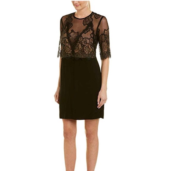 Sandro Dresses & Skirts - SANDRO Black & Nude Lace Dress Size 2